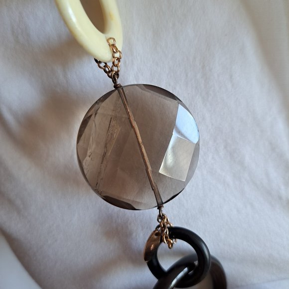 AMLE Italian Python Snakeskin Long Chain Horn Necklace - Picture 16 of 16